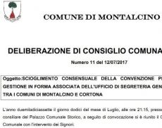 Delibera Comunale sullo scioglimento della convenzione con Cortona