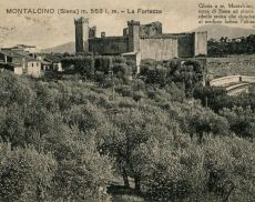Antica cartolina che raffigura la Fortezza di Montalcino