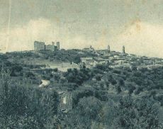 Antica cartolina con skyline di Montalcino