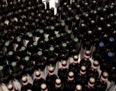 Bottiglie di Brunello “schierate” fianco a fianco